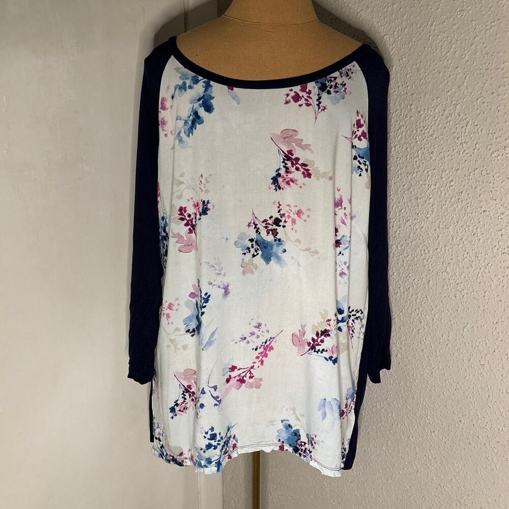 Kut from the Kloth Floral Baseball Raglan Tee XXL Casual Boho Cotagecore Prints